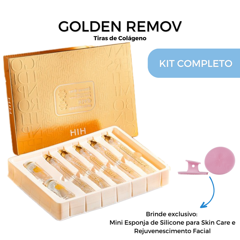 10% OFF - Kit Completo Golden Remov - Tiras de Colágeno + Mini Esponja para Skin Care