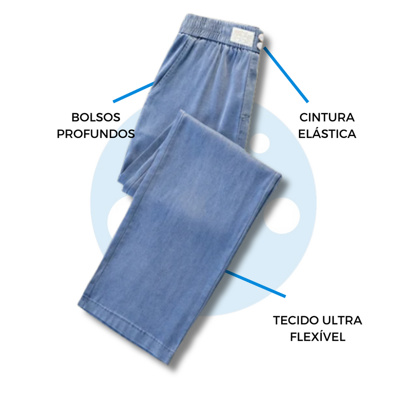 Calça Jeans Elástica Super Confort + Brinde Brincos Ella