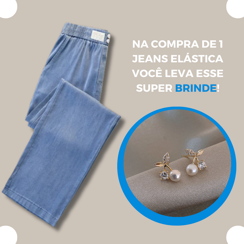 Calça Jeans Elástica Super Confort + Brinde Brincos Ella